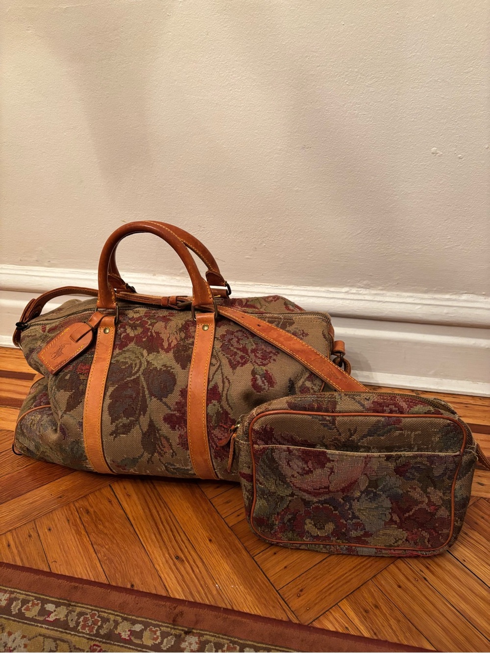 Vintage 1990s Ralph Lauren Weekender Tapestry Duffle Bag - Old Money Aesthetic